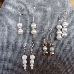 4 pairs classic pearl inspired earrings